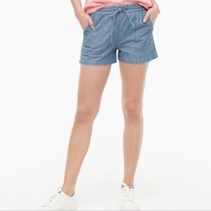 NWT J Crew chambray elastic pull-on shorts denim medium